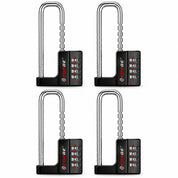 Forge Heavy-Duty Combination Locks, Waterproof & Adjustable Long Shackle, Black, 4-Pack