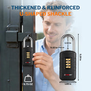 Combination Lock for Locker, 4-Digit Padlock with Code for Gym, School, Home & Work, Shackle Height: 1.77 in, 1-Pack, Model CL-42 Black