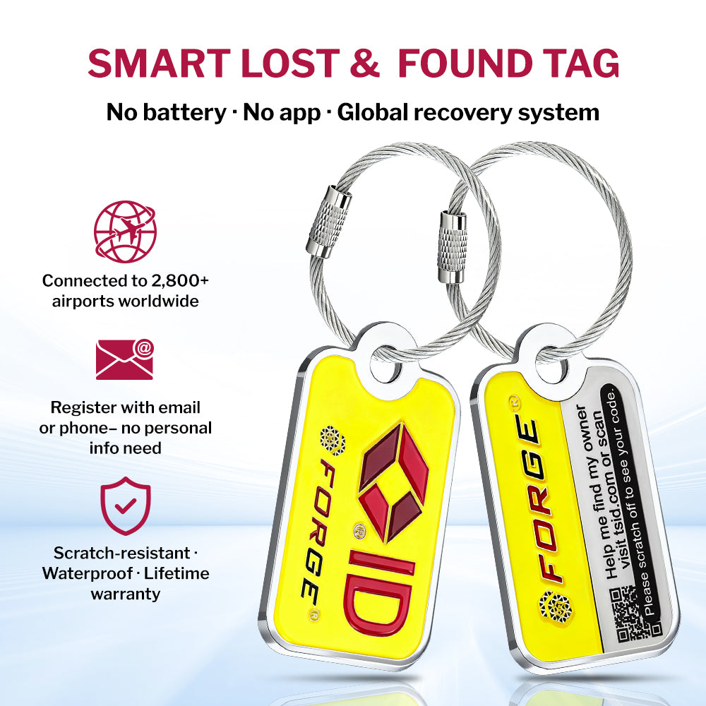 Forge 4-Digit TSA Cable Lock with Global TSID Luggage Tracking Tags (Orange, 2-Pack)