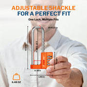 Forge Heavy-Duty Combination Lock, Waterproof & Adjustable Long Shackle (1.57"-3.85", Orange)
