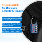 New431B_Dual-Opening TSA Approved Luggage Lock: Key or Combination Access, Heavy Duty. 2 Blue Locks