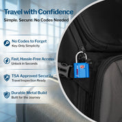 Forge Ultra-Compact TSA Approved Lock with TSA006 Anti-Pick Dimple Key (4 Colors Pack)