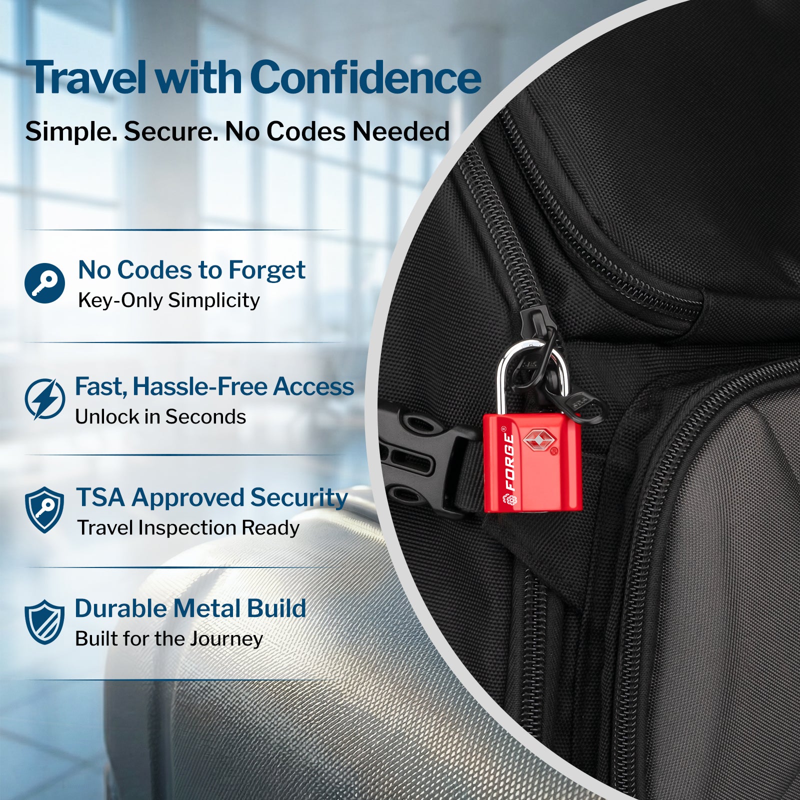 Forge Ultra-Compact TSA Approved Key Luggage Lock