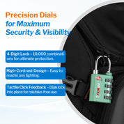New431B_Dual-Opening TSA Approved Luggage Lock: Key or Combination Access, Heavy Duty. 2 Green Locks