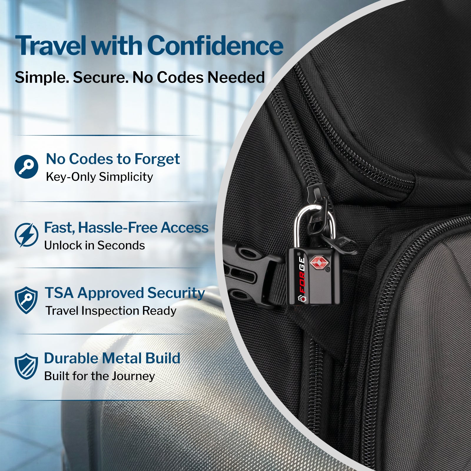 Candado para equipaje con llave de puntos aprobado por la TSA - Llave TSA006, candado pequeño ultraseguro. Negro, 8 candados.