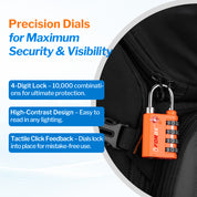 New431B_Dual-Opening TSA Approved Luggage Lock: Key or Combination Access, Heavy Duty. 2 Orange Locks