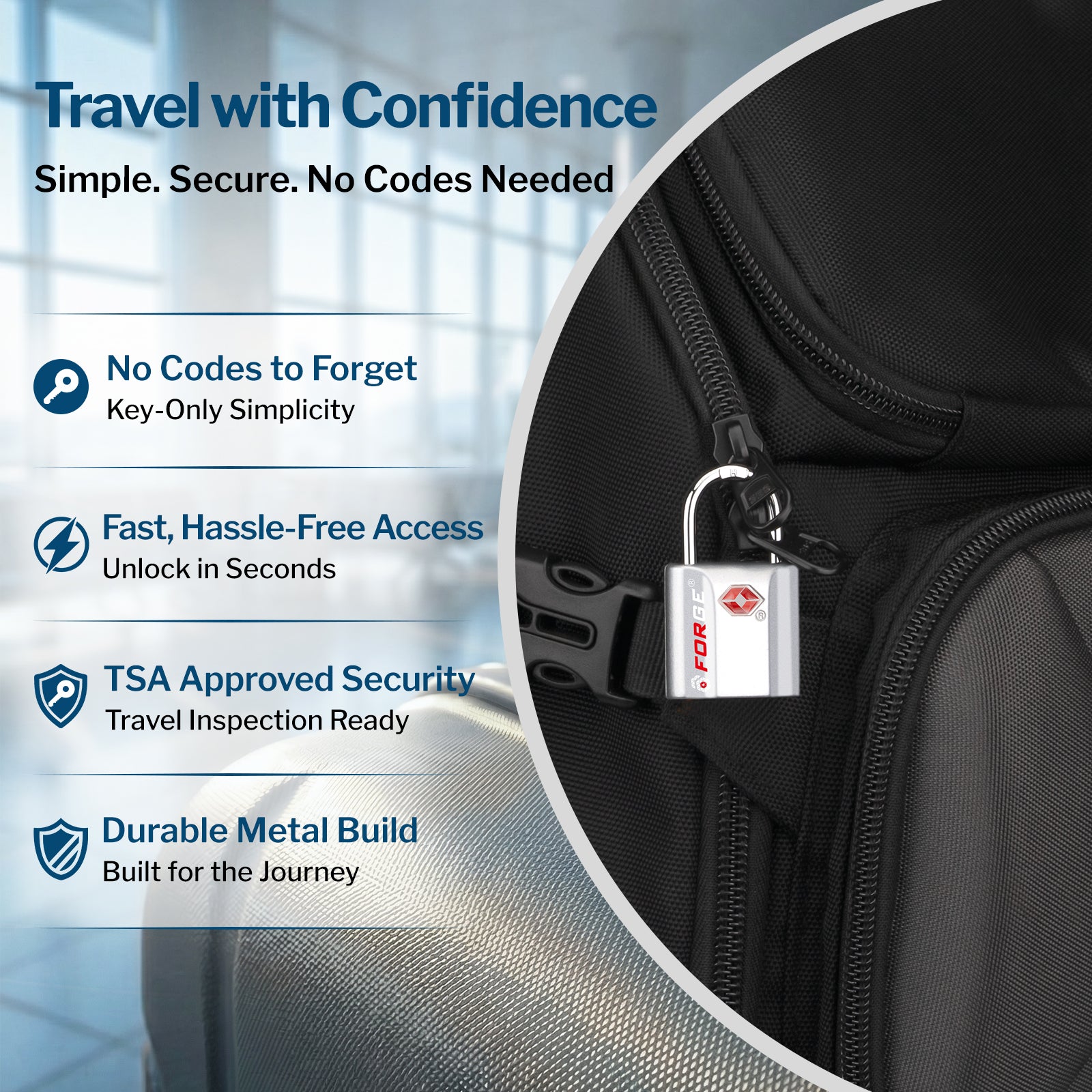 Candado para equipaje con llave de puntos aprobado por la TSA - Llave TSA006, candado pequeño ultraseguro. Plateado, 2 candados.