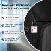 Candado para equipaje con llave de puntos aprobado por la TSA - Llave TSA006, candado pequeño ultraseguro. Plateado, 2 candados.