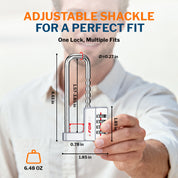 Forge Heavy-Duty Combination Lock, Waterproof & Adjustable Long Shackle (1.57"-3.85", Silver)