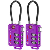 TSA Approved Cable Luggage Lock with Easy-to-Read Dials-Purple 2 Pack