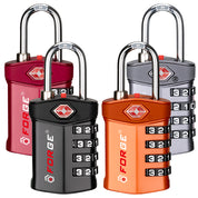 TSA Approved 4-Digit Combination Locks for Luggage and Suitcases. Open Alert, Alloy Body. 4 colors 4 pk.