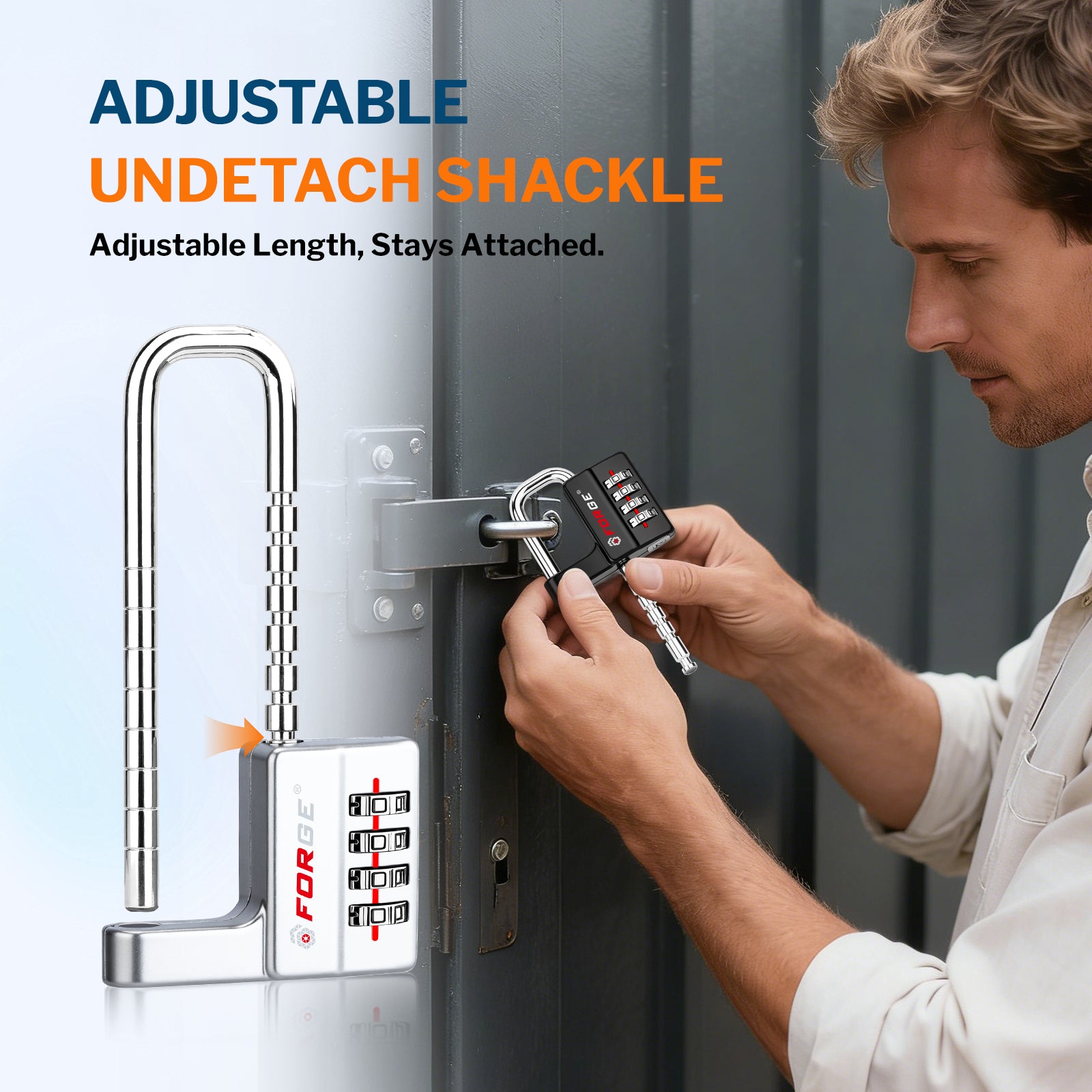 Cabinet LockCombination PadlockStainless Steel Gym Locker Lock Code Long Adjustable Shackle for Outdoor School Gym Sports lockers Fences Silver 1 pack