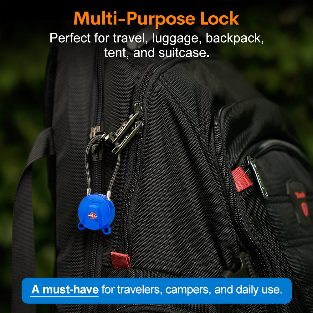 Forge TSA Approved Luggage Cable Lock Keyed Alike (Blue, 2 Pack)