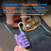 New431B_Dual-Opening TSA Approved Luggage Lock: Key or Combination Access, Heavy Duty. 2 Purple Locks