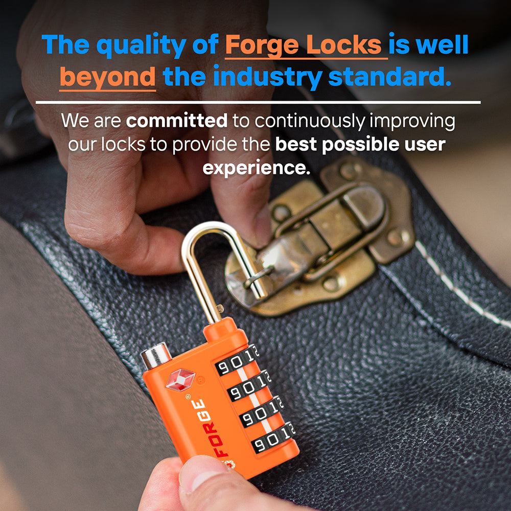 New431B_Dual-Opening TSA Approved Luggage Lock: Key or Combination Access, Heavy Duty. 2 Orange Locks