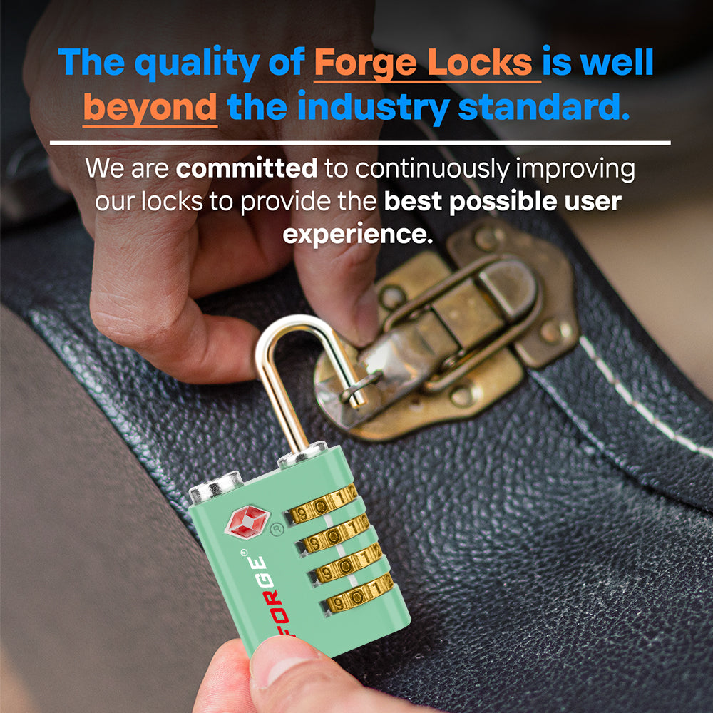 Dual-Opening TSA Approved Luggage Lock: Key or Combination Access, Heavy Duty. 2 Green Locks