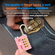 Dual-Opening TSA Approved Luggage Lock: Key or Combination Access, Heavy Duty. 2 Pink Locks