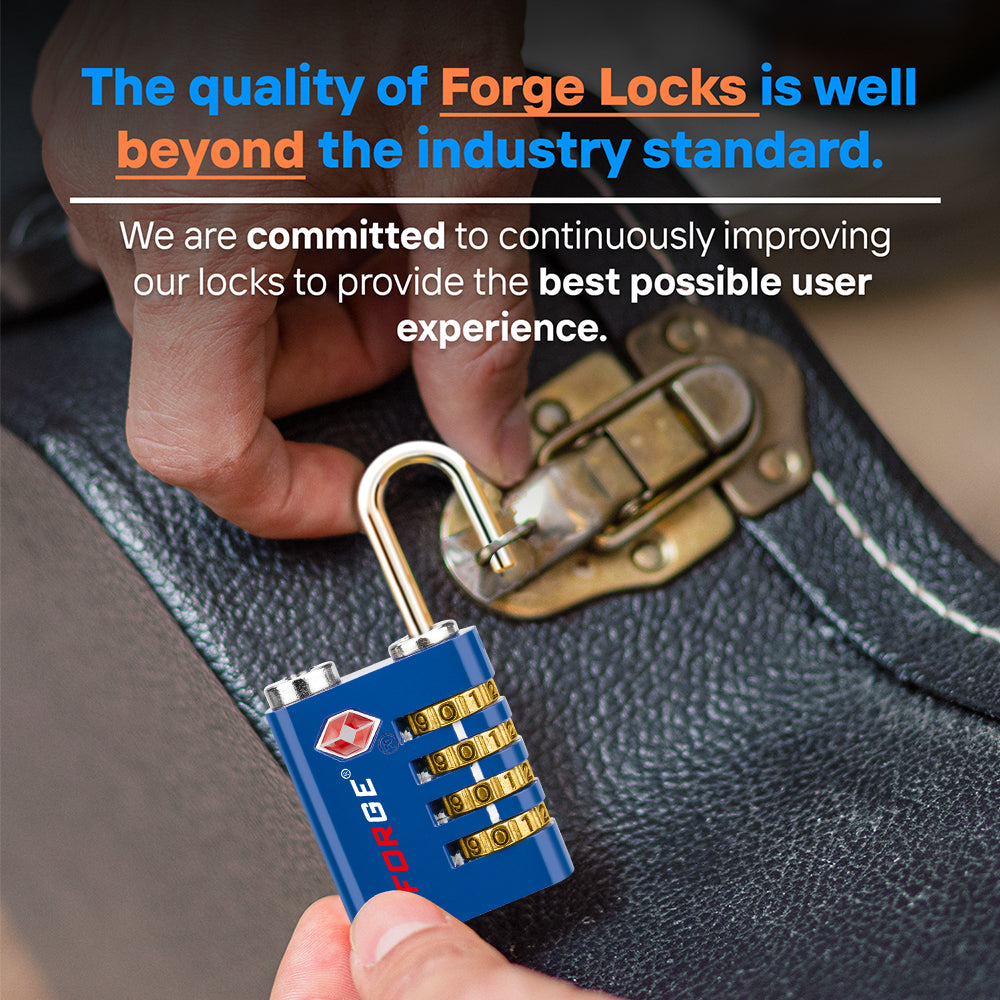 Dual-Opening TSA Approved Luggage Lock: Key or Combination Access, Heavy Duty. 2 Blue Locks