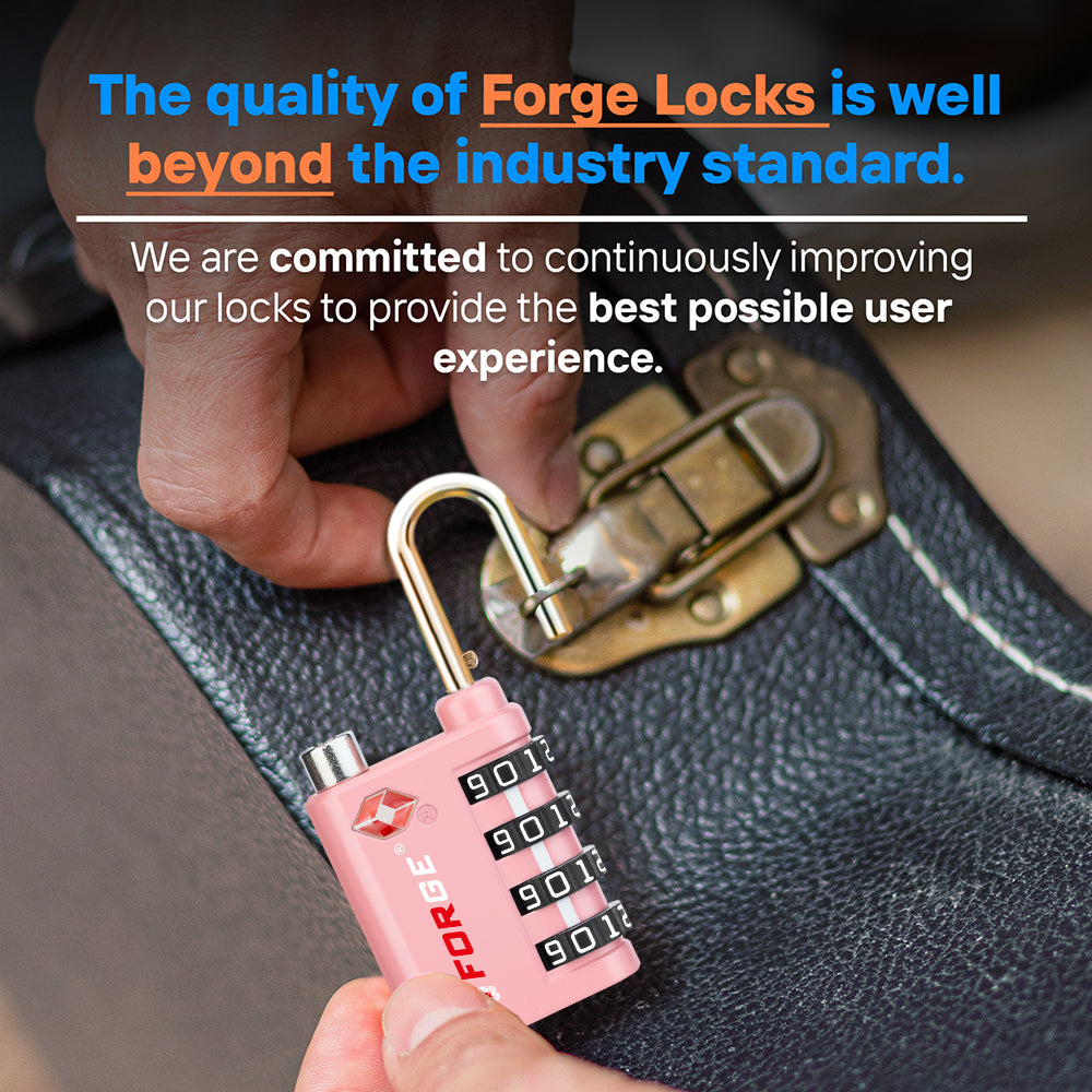Dual-Opening TSA Approved Luggage Lock: Key or Combination Access, Heavy Duty. 2 Pink Locks