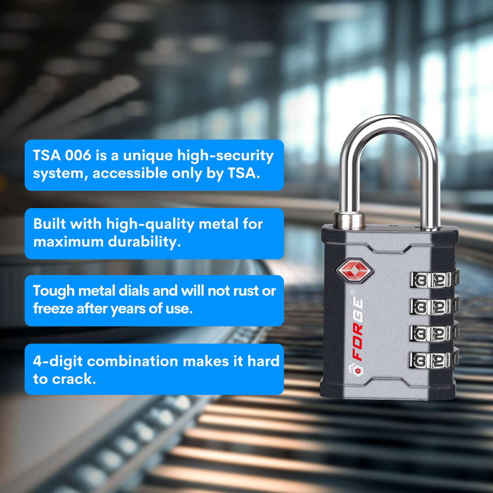 Candado de combinación de 4 dígitos aprobado por la TSA de alta resistencia para caja y estuche de herramientas con sistema de llave TSA006.