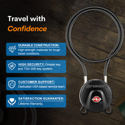 Forge TSA Approved Luggage Cable Lock with Anti-pick Dimple Keys(Black 15'', 2 Pack)