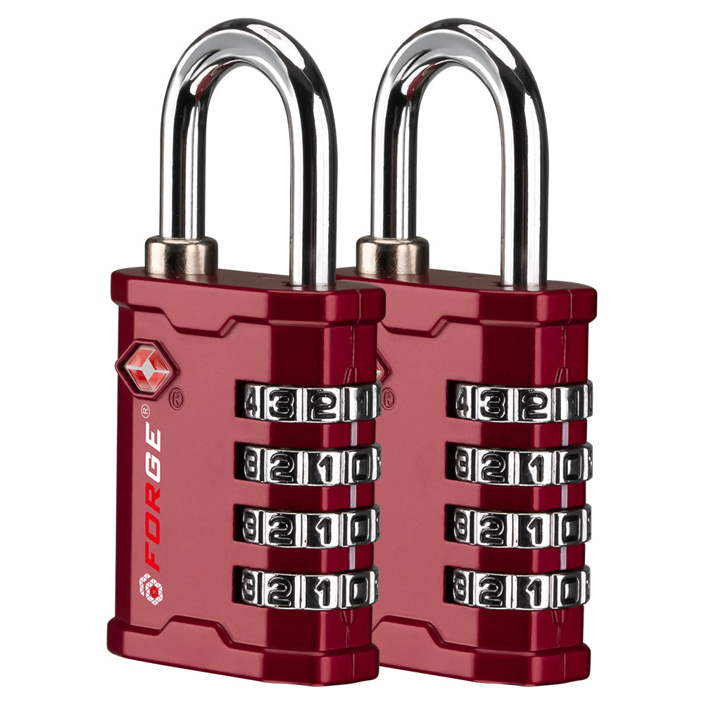 Forge Heavy Duty TSA Approved Lock for Toolbox and Case with TSA006 Key, Red 2 Locks.  Lifetime Warranty Included.