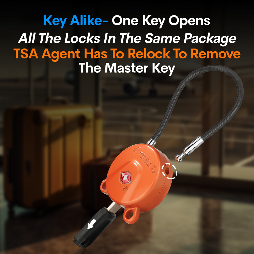 TSA Approved Luggage Locks, Ultra-Secure Dimple Key Travel Locks,TSA006 Key Cylinder, Orange 2 Locks, Model Koala