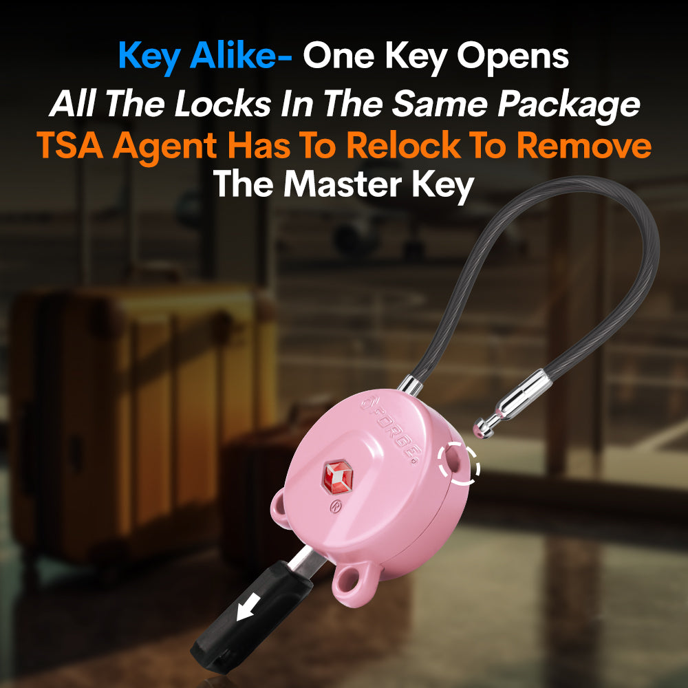 Candados para equipaje Forge aprobados por la TSA, candados de viaje con llave de puntos ultra seguros, llave TSA006, rosa, 2 candados. Modelo 2A088.