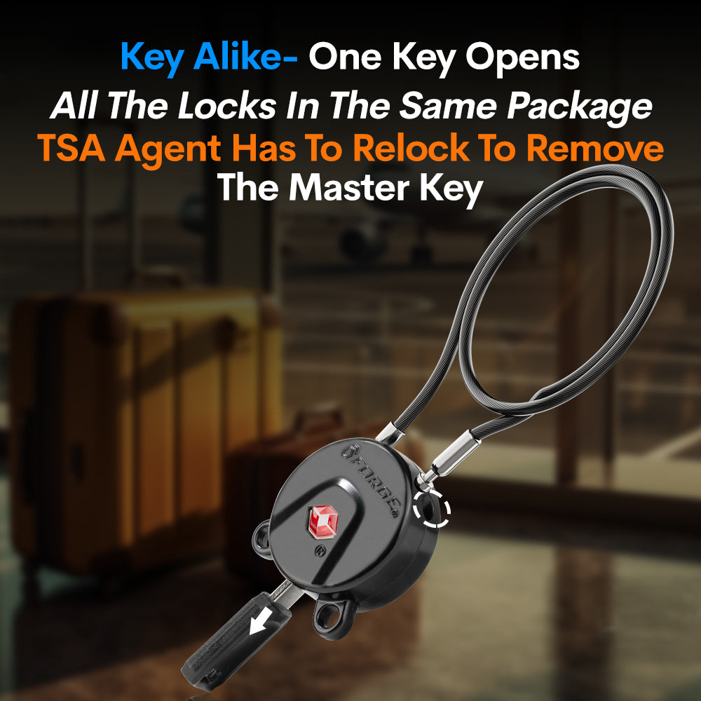 Forge TSA Approved Luggage Cable Lock with Anti-pick Dimple Keys(Black 15'', 2 Pack)