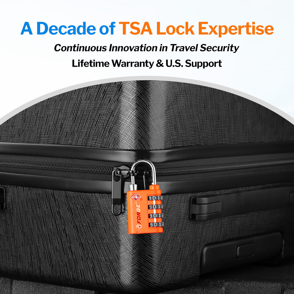 New431B_Dual-Opening TSA Approved Luggage Lock: Key or Combination Access, Heavy Duty. 2 Orange Locks