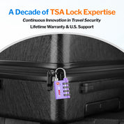 New431B_Dual-Opening TSA Approved Luggage Lock: Key or Combination Access, Heavy Duty. 2 Purple Locks