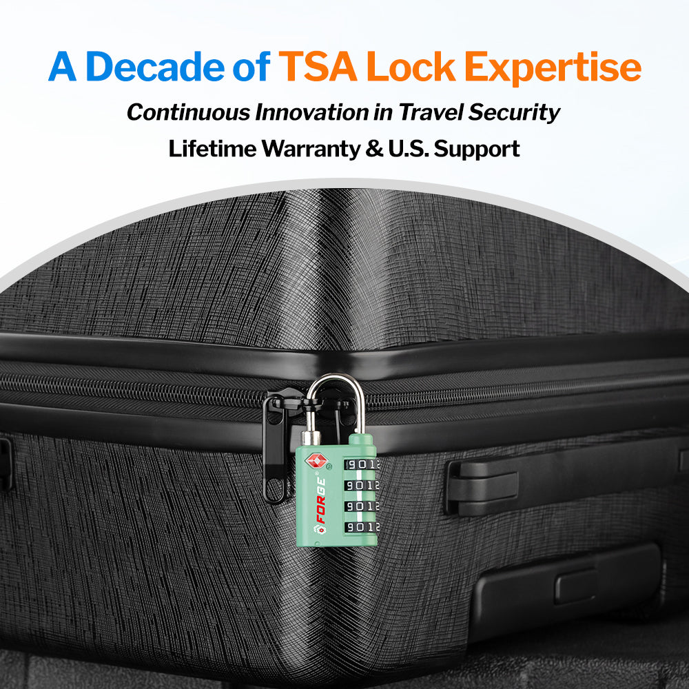 New431B_Dual-Opening TSA Approved Luggage Lock: Key or Combination Access, Heavy Duty. 2 Green Locks