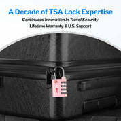 Dual-Opening TSA Approved Luggage Lock: Key or Combination Access, Heavy Duty. 2 Pink Locks