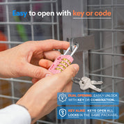 Dual-Opening TSA Approved Luggage Lock: Key or Combination Access, Heavy Duty. 2 Pink Locks