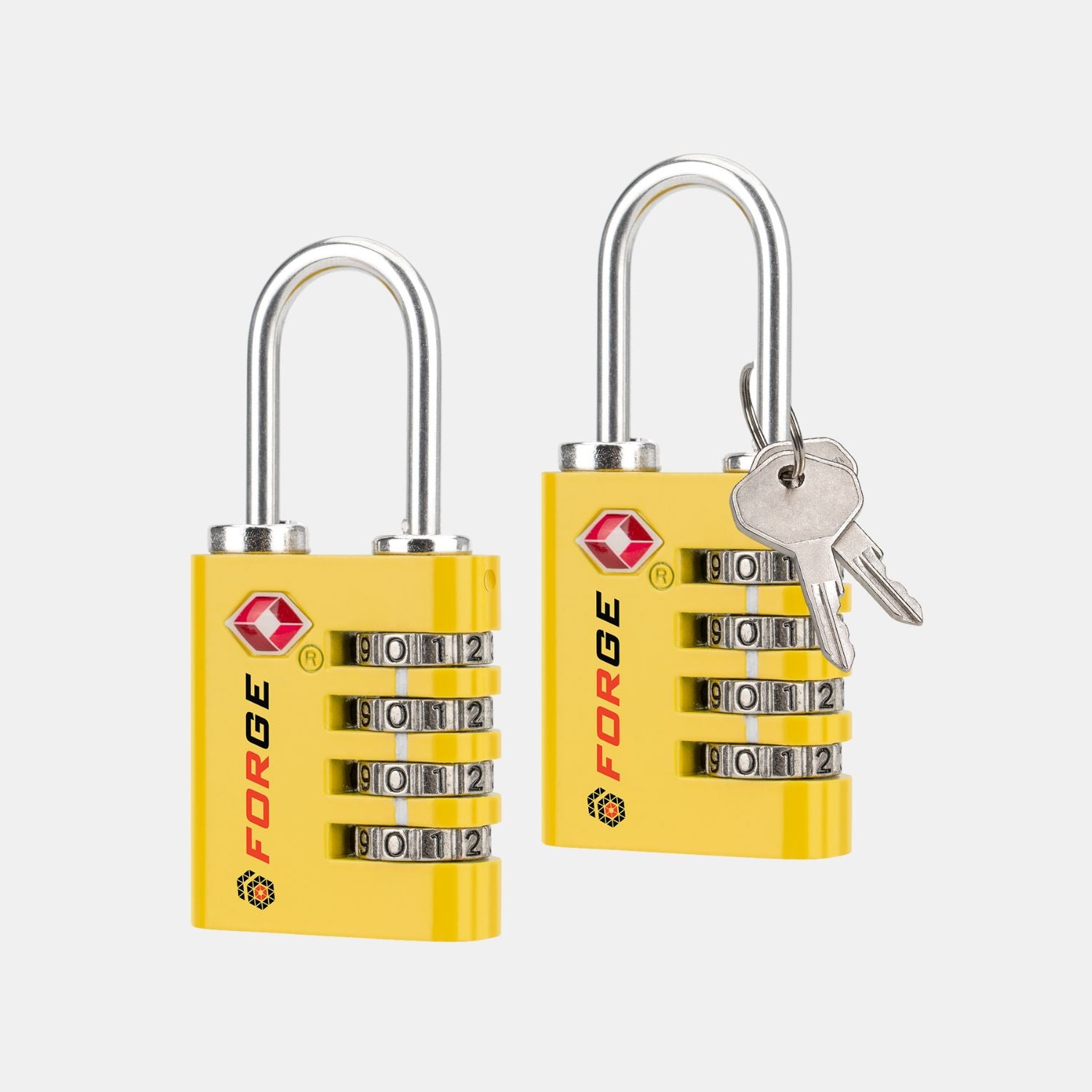 Dual-Opening TSA Approved Luggage Lock: Key or Combination Access, Heavy Duty. Yellow 2 Locks