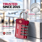 Forge Model Atlas 17019 Heavy Duty TSA Lock, 4-Digit & Open Alert, for Pelican Case, Gun Case, Locker (Red, 2-Pack )