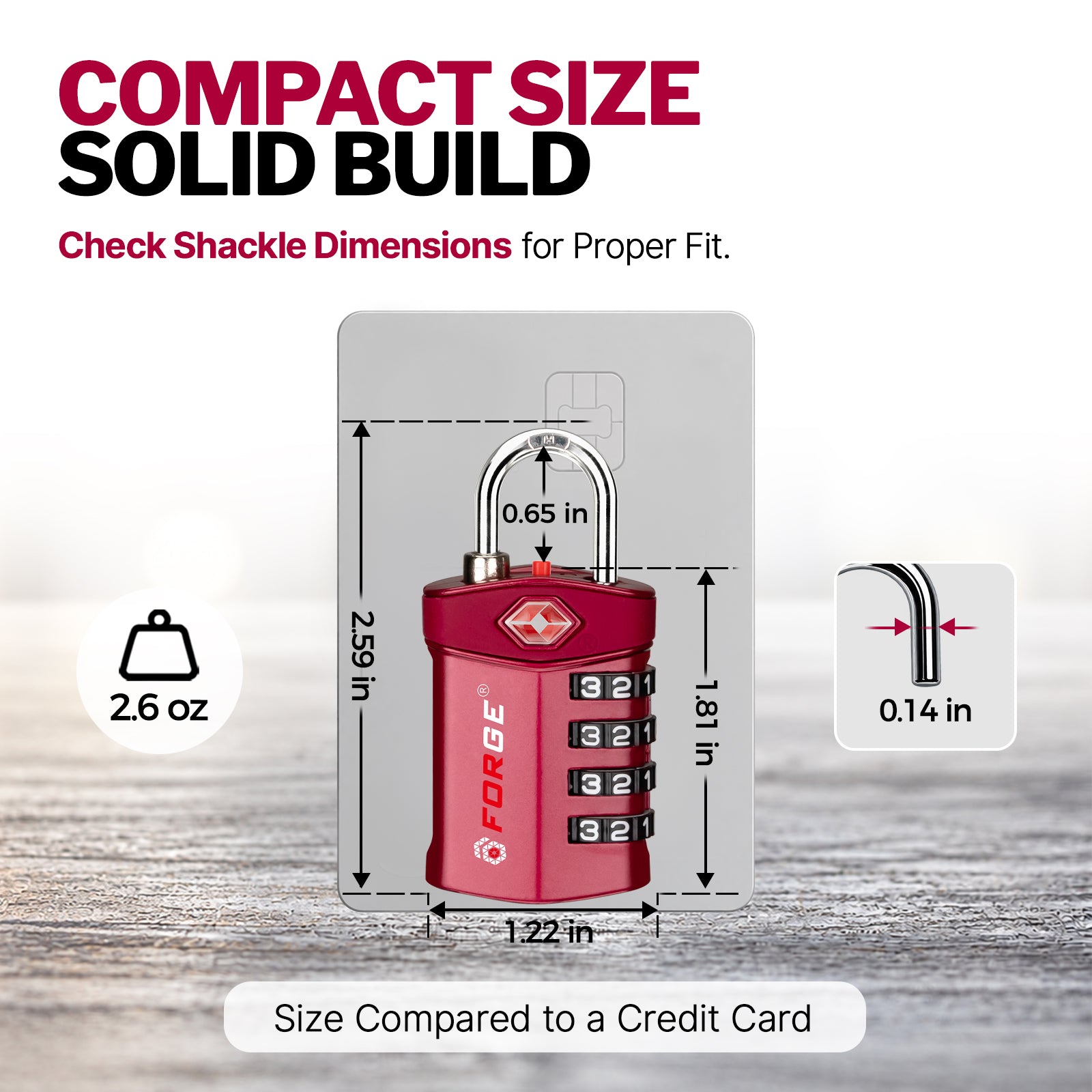 Forge Model Atlas 17019 Heavy Duty TSA Lock, 4-Digit & Open Alert, for Pelican Case, Gun Case, Locker (Red, 2-Pack )