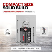 Forge Model Atlas 17019 Heavy Duty TSA Lock, 4-Digit & Open Alert, for Pelican Case, Gun Case, Locker (Black, 2-Pack )