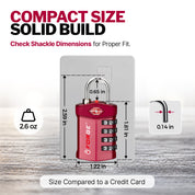 Forge Model Atlas 17019 Heavy Duty TSA Lock, 4-Digit & Open Alert, for Pelican Case, Gun Case, Locker (Red, 4-Pack )