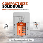 Forge Model Atlas 17019 Heavy Duty TSA Lock, 4-Digit & Open Alert, for Pelican Case, Gun Case, Locker (Orange, 4-Pack )