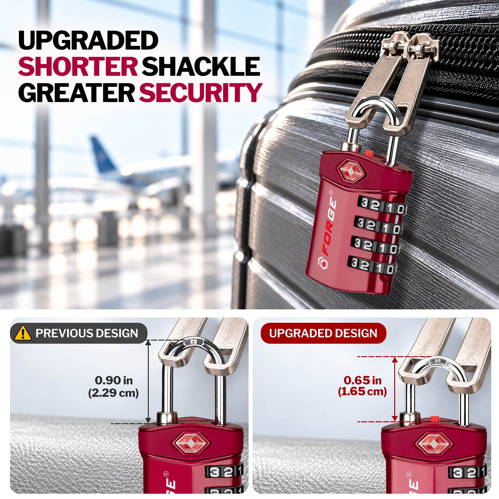 Forge Model Atlas 17019 Heavy Duty TSA Lock, 4-Digit & Open Alert, for Pelican Case, Gun Case, Locker (Red, 2-Pack )