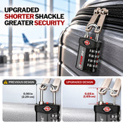 Forge Model Atlas 17019 Heavy Duty TSA Lock, 4-Digit & Open Alert, for Pelican Case, Gun Case, Locker (Black, 4-Pack )