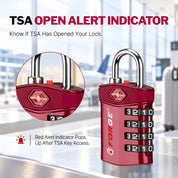 Forge Model Atlas 17019 Heavy Duty TSA Lock, 4-Digit & Open Alert, for Pelican Case, Gun Case, Locker (Red, 2-Pack )
