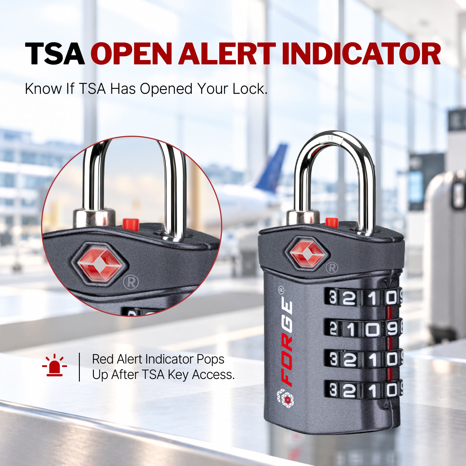 Forge Model Atlas 17019 Heavy Duty TSA Lock, 4-Digit & Open Alert, for Pelican Case, Gun Case, Locker (Gray, 4-Pack )