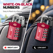Forge Model Atlas 17019 Heavy Duty TSA Lock, 4-Digit & Open Alert, for Pelican Case, Gun Case, Locker (Red, 4-Pack )