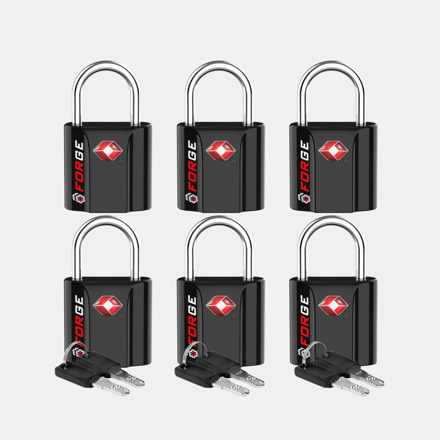 TSA Dimple Key Luggage Locks | 6-Pack Black - Forge Quality – Forge ...
