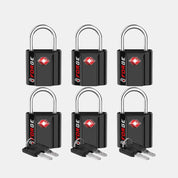 TSA Approved Dimple Key Luggage Lock - TSA006 Key, Ultra-Secure Small Size Lock. Black 6 Locks