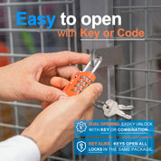 Dual-Opening TSA Approved Luggage Lock: Key or Combination Access, Heavy Duty. 2 Orange Locks