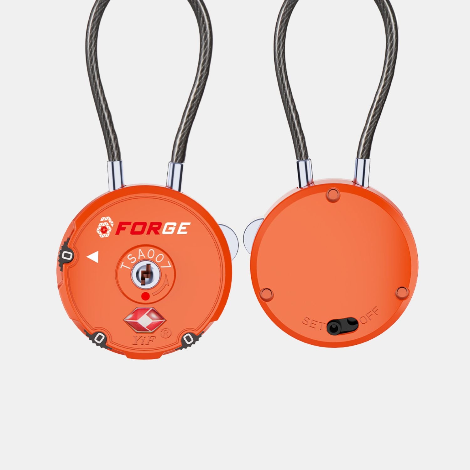 TSA Approved Round-Shaped Luggage Lock: Combination, Easy to Set, Use. Orange 2 Locks