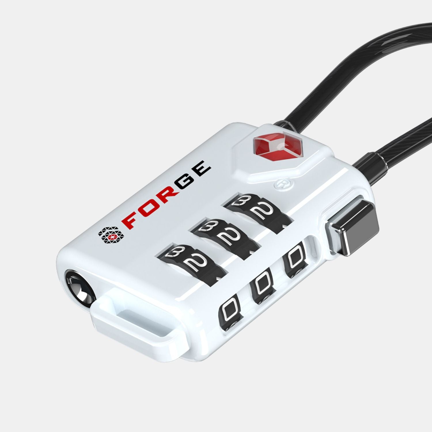 Forge 3-Digit Flexible TSA Approved Cable Luggage Lock | White 2-Pack